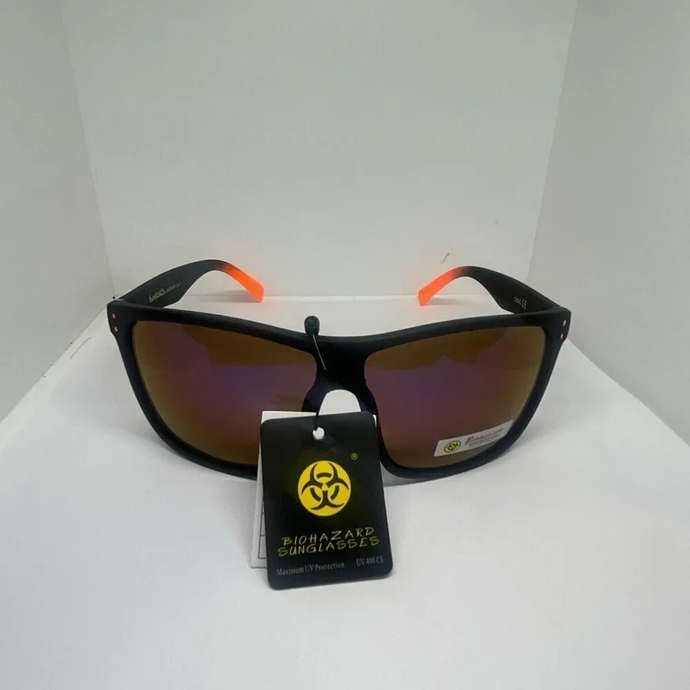Biohazard Mirrored Sunglasses Men’s UV400 Protection